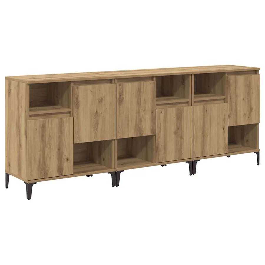Buffets 3 pcs Chêne artisanal 60 x 35 x 70 cm Bois d'ingénierie - 2