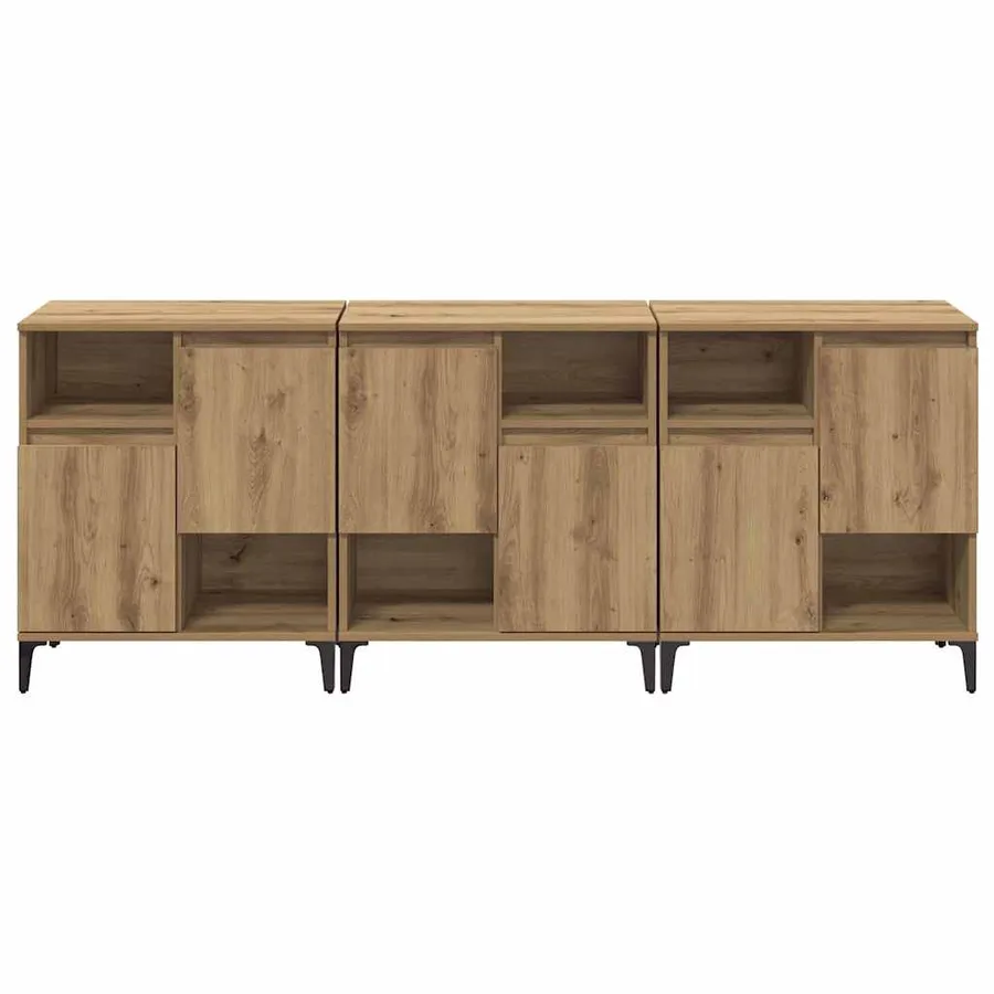 Buffets 3 pcs Chêne artisanal 60 x 35 x 70 cm Bois d'ingénierie - 5