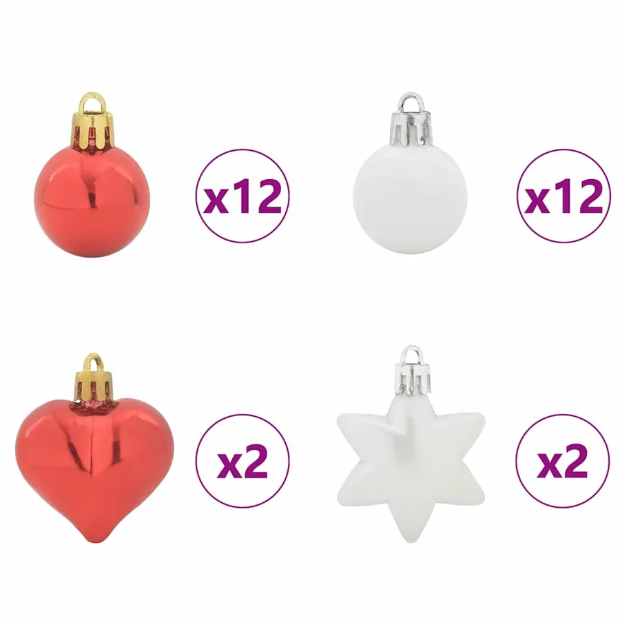 Ensemble de Boules de Noël 40 pcs Rouge et Blanc Plastique - 5
