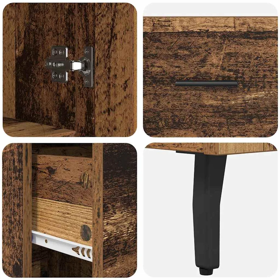 Haut Armoire avec tiroir 2 pcs Bois ancien Bois d'ingénierie - 11