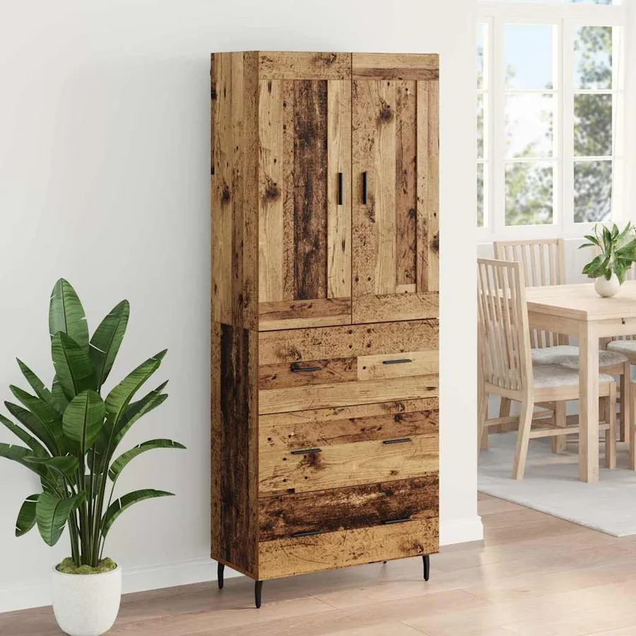 Haut Armoire avec tiroir 2 pcs Bois ancien Bois d'ingénierie - 4