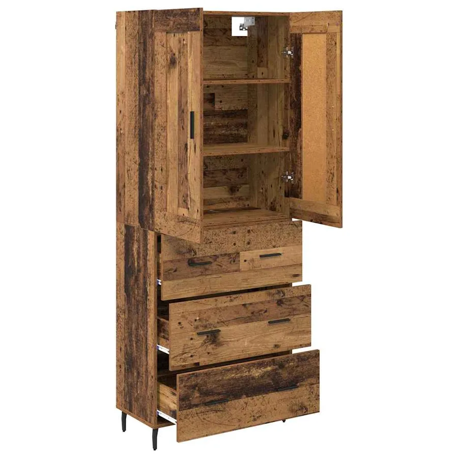 Haut Armoire avec tiroir 2 pcs Bois ancien Bois d'ingénierie - 5