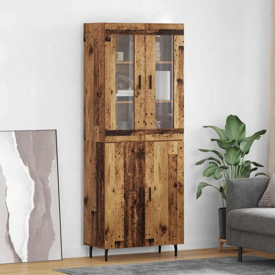 Haut Armoire 2 pcs Bois Ancien Bois d'ingénierie