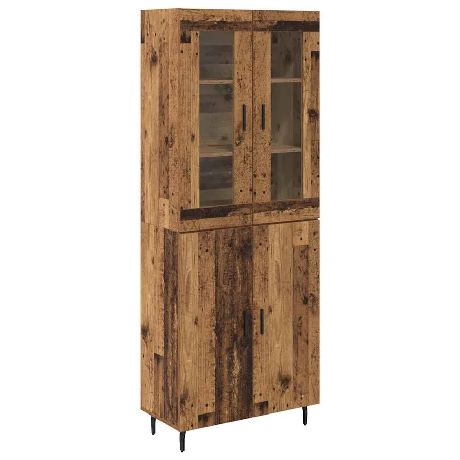 Haut Armoire 2 pcs Bois Ancien Bois d'ingénierie - 2