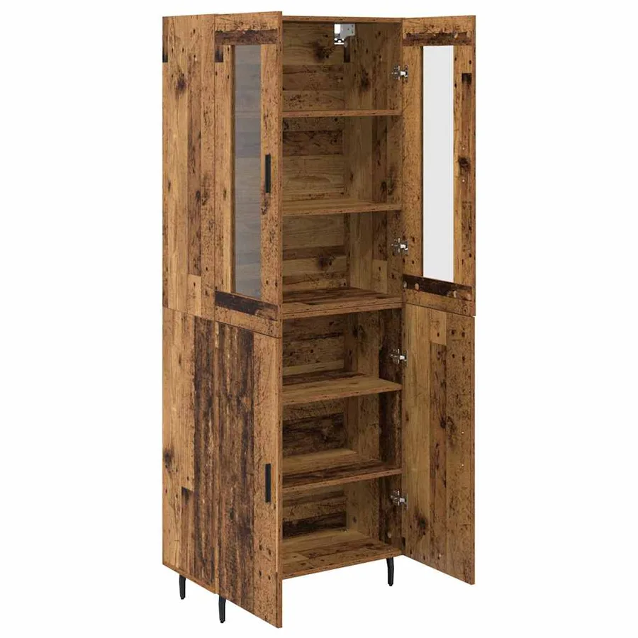 Haut Armoire 2 pcs Bois Ancien Bois d'ingénierie - 5