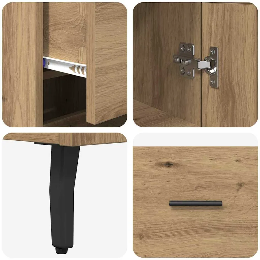 Haut Armoire avec tiroir Chêne artisanal 34,5 x 34 x 180 cm - 11