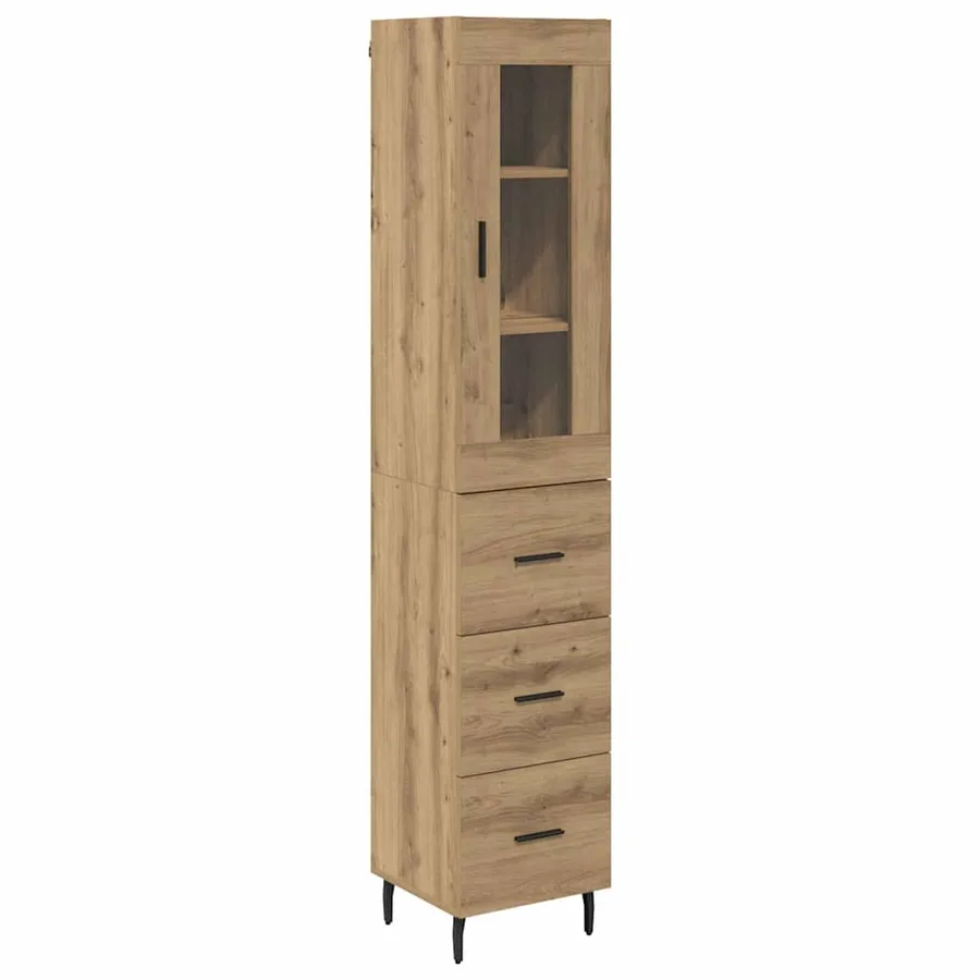 Haut Armoire avec tiroir Chêne artisanal 34,5 x 34 x 180 cm - 2
