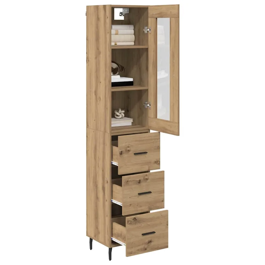 Haut Armoire avec tiroir Chêne artisanal 34,5 x 34 x 180 cm - 3