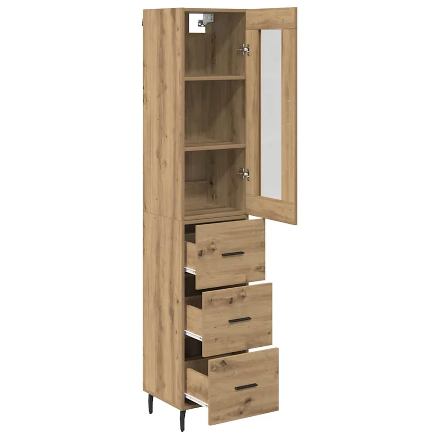 Haut Armoire avec tiroir Chêne artisanal 34,5 x 34 x 180 cm - 5
