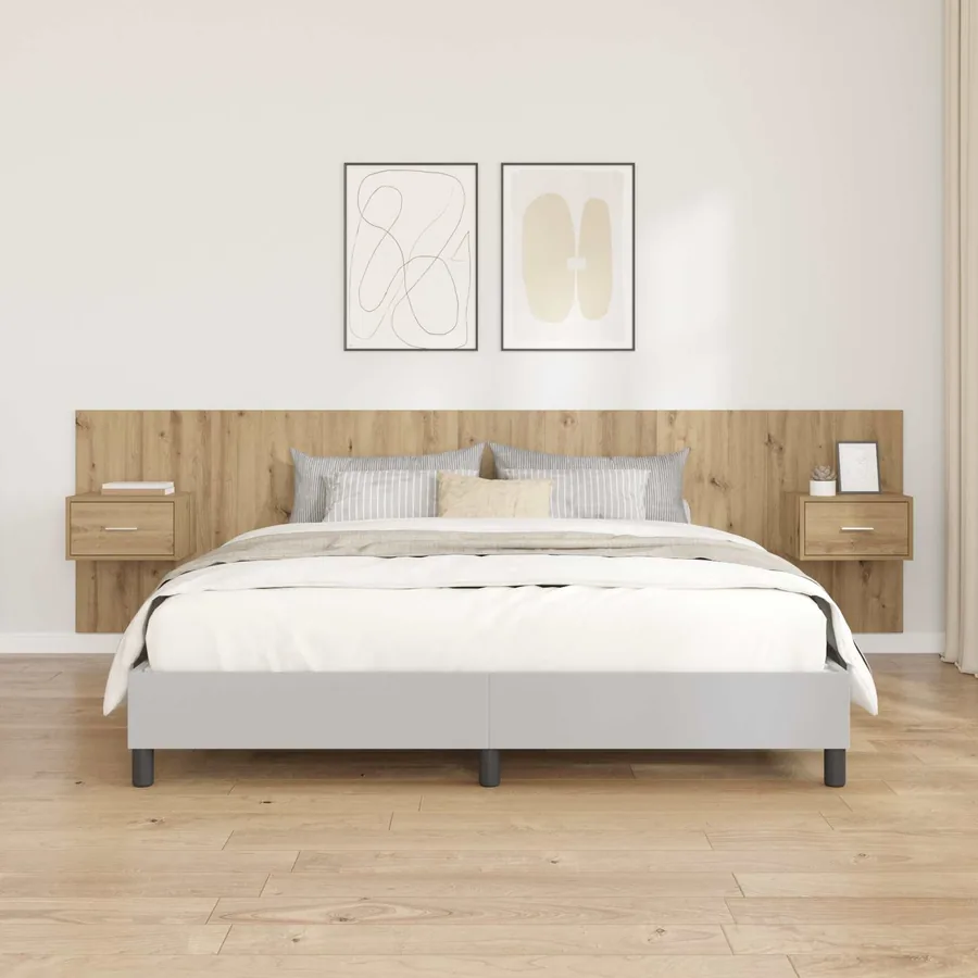Tête de lit avec armoire 3 pcs Chêne artisanal