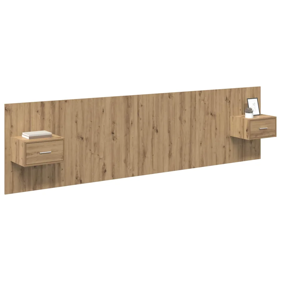 Tête de lit avec armoire 3 pcs Chêne artisanal - 3