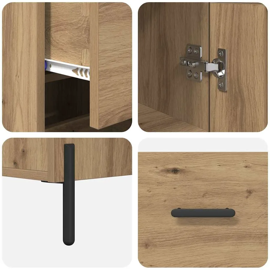 Haut Armoire avec tiroir Chêne artisanal 34,5 x 34 x 180 cm - 11