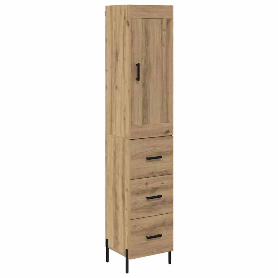 Haut Armoire avec tiroir Chêne artisanal 34,5 x 34 x 180 cm - 2