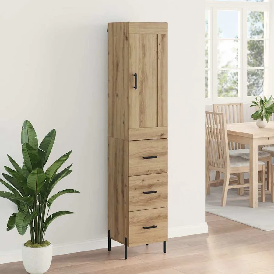 Haut Armoire avec tiroir Chêne artisanal 34,5 x 34 x 180 cm - 4
