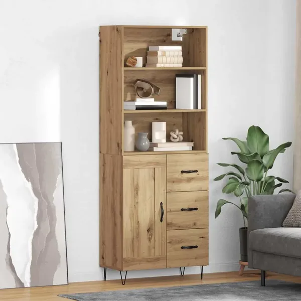 Haut Armoire 2 pcs Chêne artisanal 69,5 x 34 x 180 cm