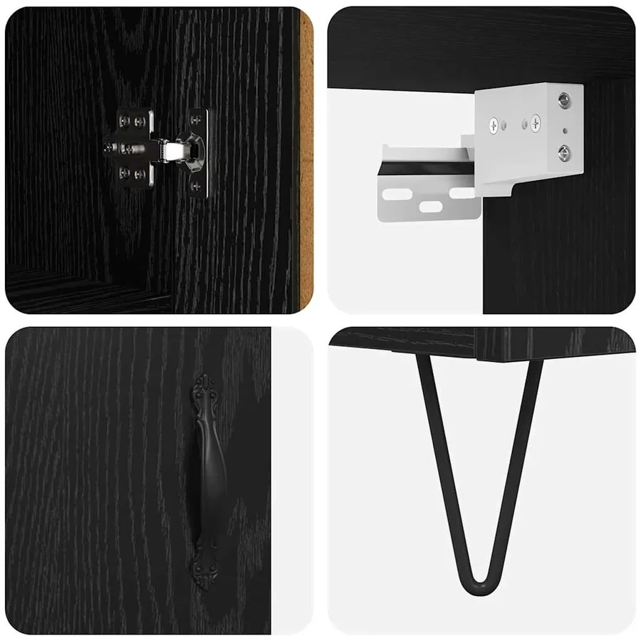 Haut Armoire 2 pcs Chêne noir Bois d'ingénierie et verre - 11