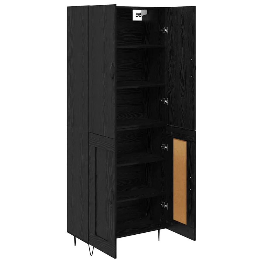 Haut Armoire 2 pcs Chêne noir Bois d'ingénierie et verre - 5