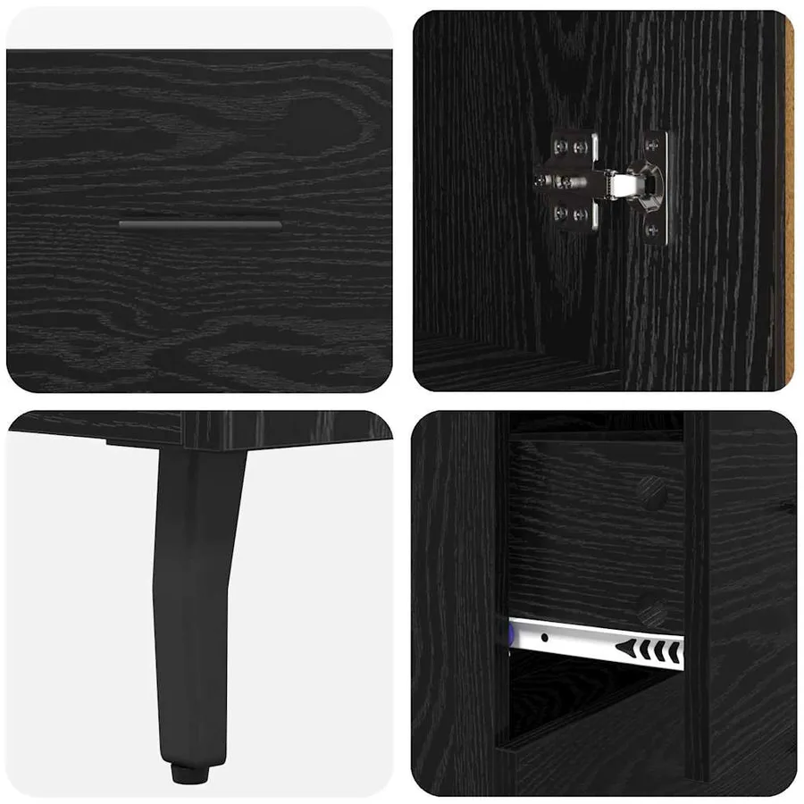 Haut Armoire avec tiroir 2 pcs Chêne noir Bois d'ingénierie - 11
