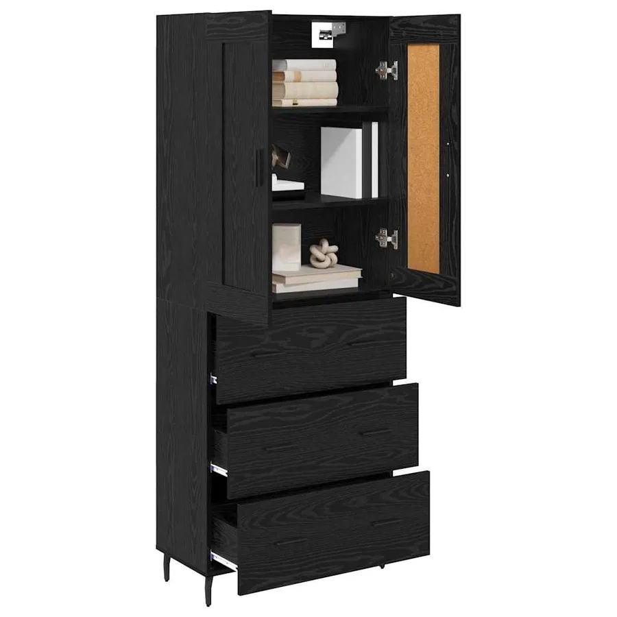 Haut Armoire avec tiroir 2 pcs Chêne noir Bois d'ingénierie - 3