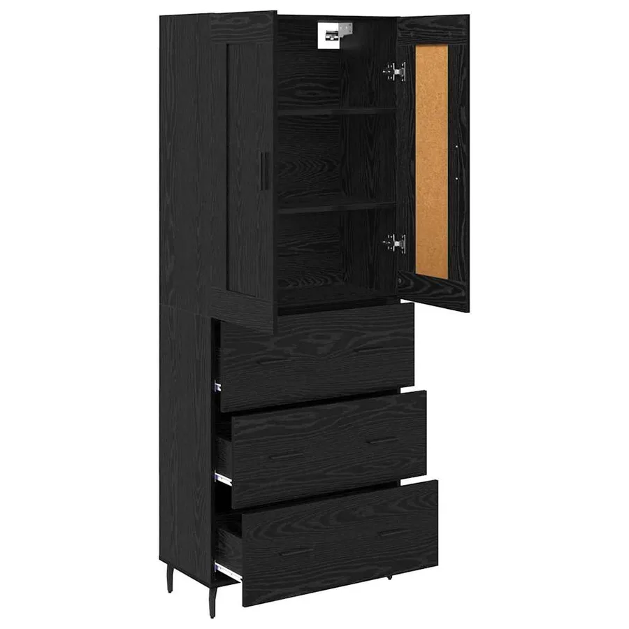 Haut Armoire avec tiroir 2 pcs Chêne noir Bois d'ingénierie - 5