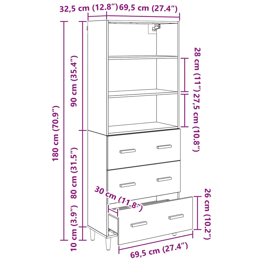 Haut Armoire Chêne artisanal 69,5 x 32,5 x 180 cm - 15