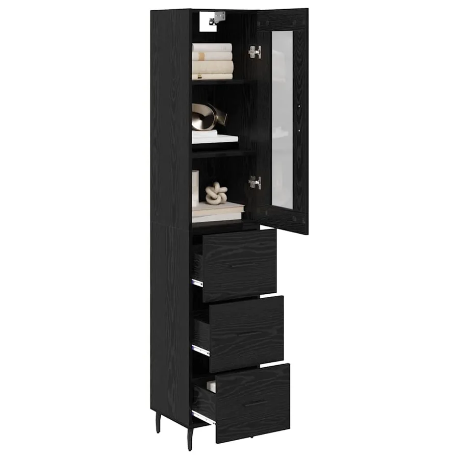 Haut Armoire Chêne noir 34,5 x 34 x 180 cm Bois d'ingénierie - 3
