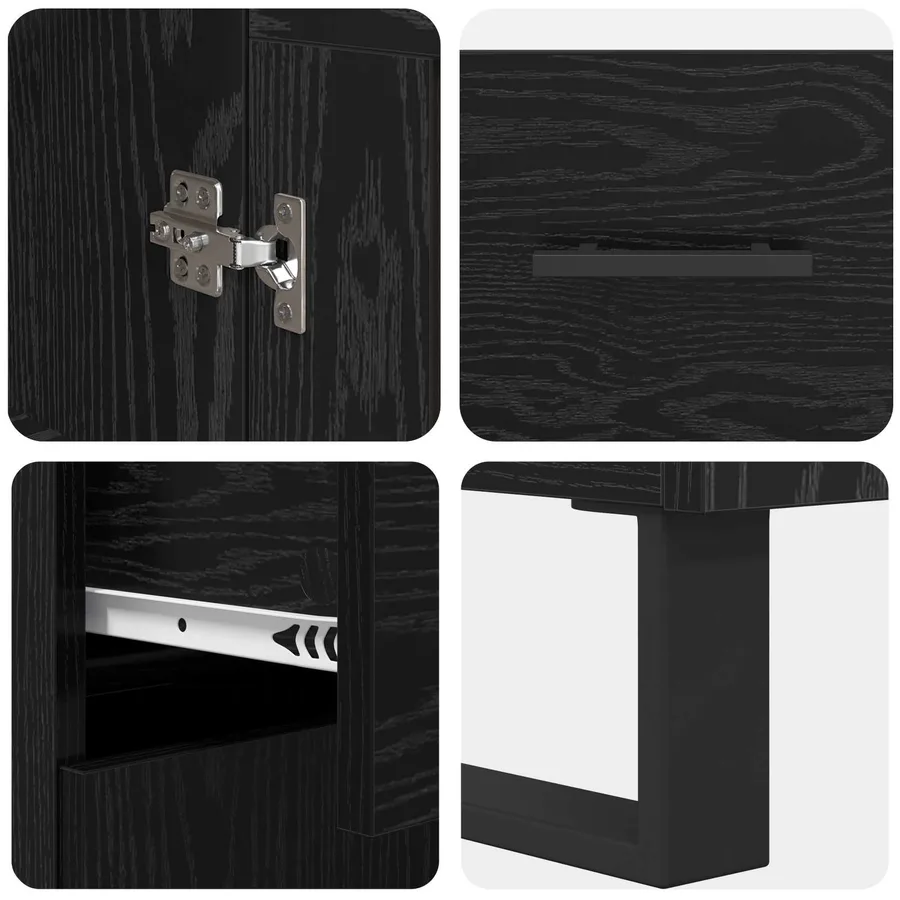 Haut Armoire 2 pcs Chêne noir Bois Aggloméré et Verre - 11