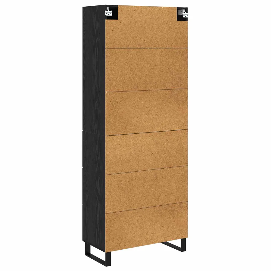 Haut Armoire 2 pcs Chêne noir Bois Aggloméré et Verre - 8