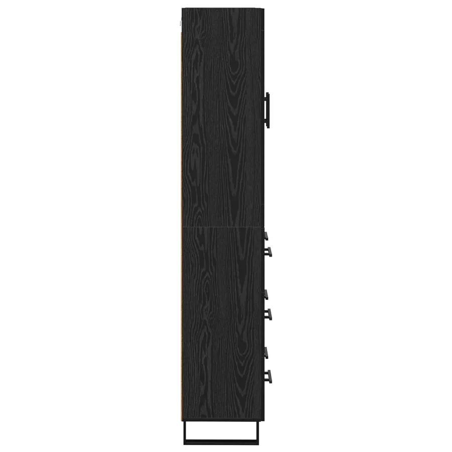Haut Armoire 2 pcs Chêne noir Bois Aggloméré et Verre - 9
