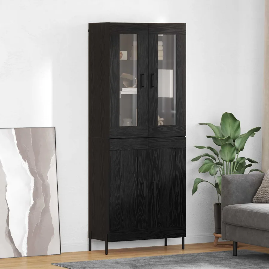 Haut Armoire Chêne noir 69,5 x 34 x 180 cm Bois d'ingénierie