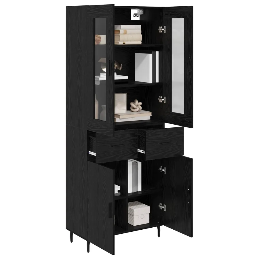 Haut Armoire avec tiroir 2 pcs Chêne noir Bois d'ingénierie - 3