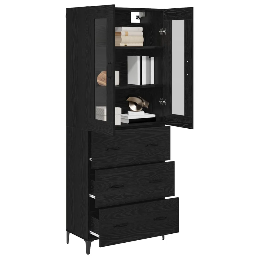 Haut Armoire Chêne noir 69,5 x 34 x 180 cm Bois d'ingénierie - 3