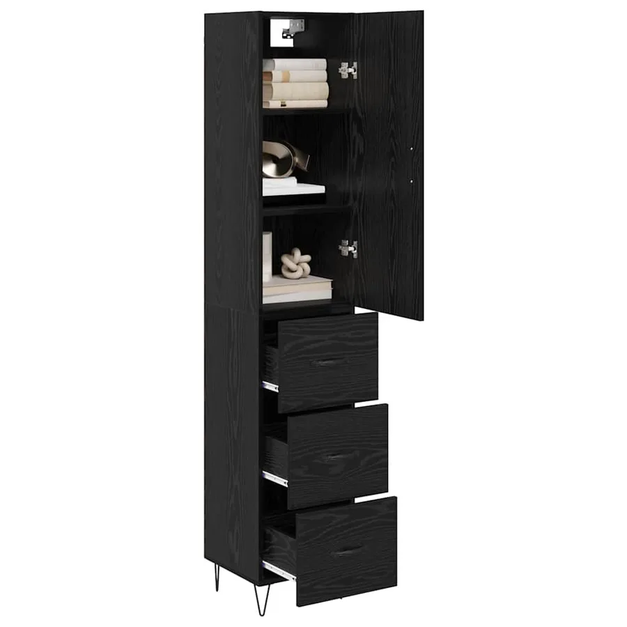 Haut Armoire Chêne noir 34,5 x 34 x 90 cm Bois d'ingénierie - 3