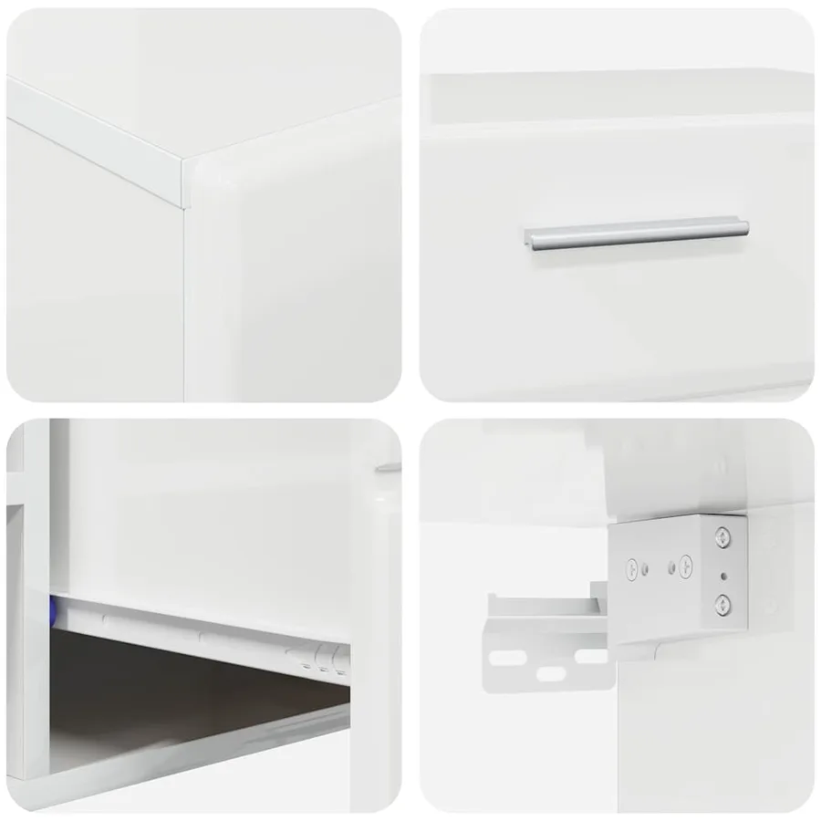 Ensemble meuble TV avec tiroir FLORIN 3 pcs Blanc brillant - 12