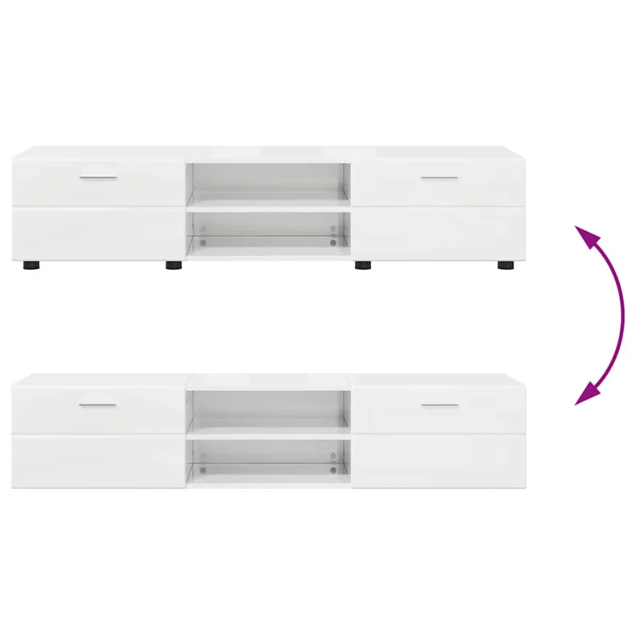 Ensemble meuble TV avec tiroir FLORIN 3 pcs Blanc brillant - 14
