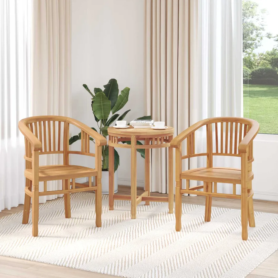 Chaise 2 pcs Marron 63 x 58 x 89 cm Bois de teck massif - 3