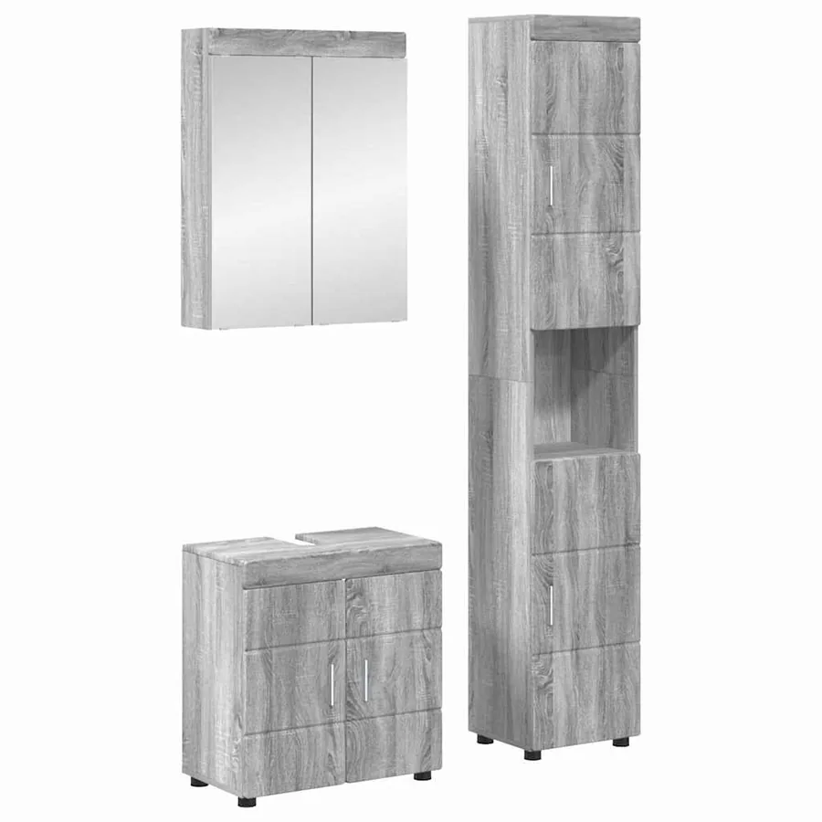 Ensemble de mobilier de salle de bain TULUM 3 pcs Gris Sonoma