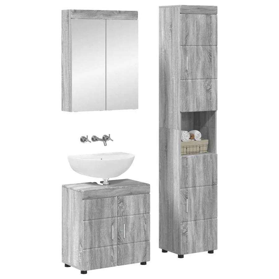 Ensemble de mobilier de salle de bain TULUM 3 pcs Gris Sonoma - 2