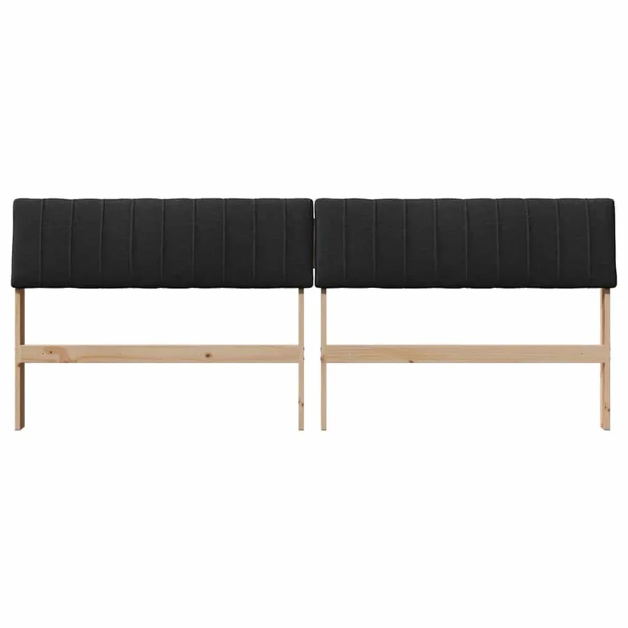 Tête de lit capitonnée Noir 200 cm Pin massif - 4