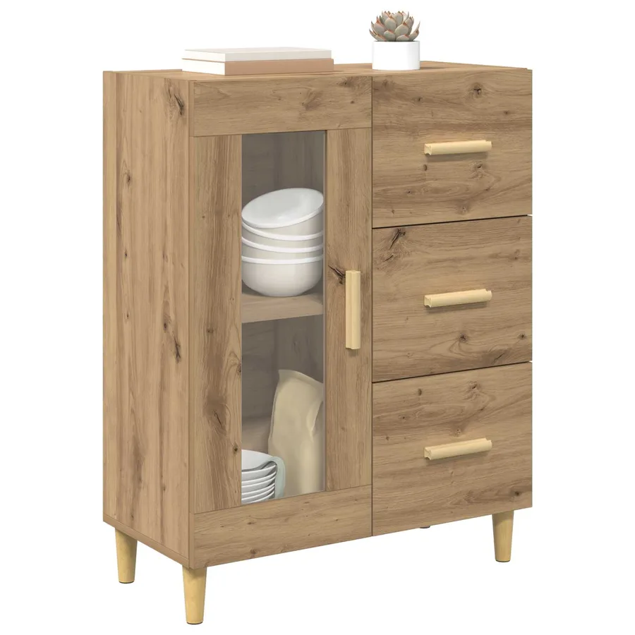 Buffet Chêne artisanal 69,5 x 34 x 90 cm Bois d'ingénierie - 3