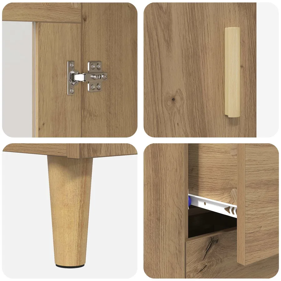 Buffet Chêne artisanal 69,5 x 34 x 90 cm Bois d'ingénierie - 9