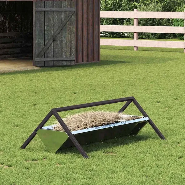 Trough d'alimentation pour le bétail Argent 111 x 76 x 38 cm