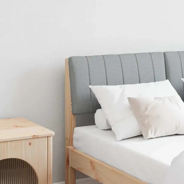 Tête de lit capitonnée Gris clair 120 cm Pin massif