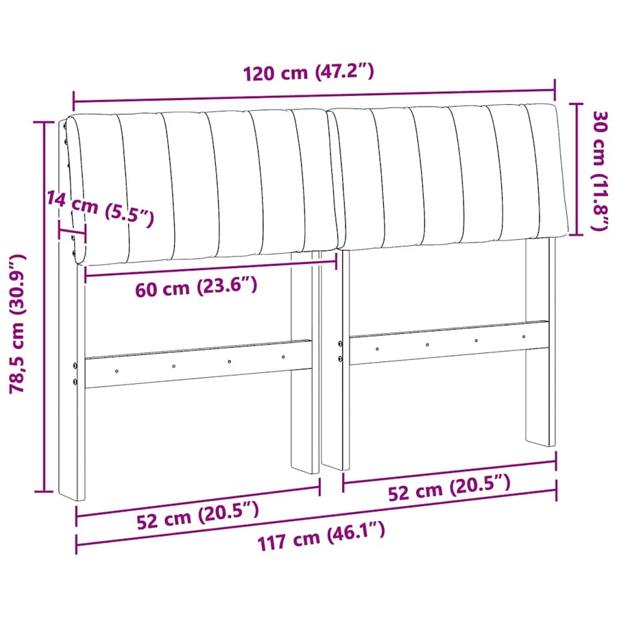 Tête de lit capitonnée Gris clair 120 cm Pin massif - 11