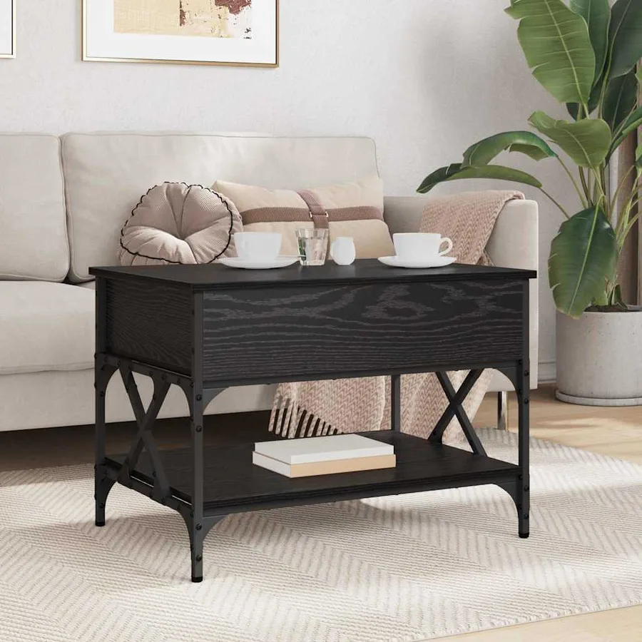 Table basse Chêne noir 70x50x50cm Bois d'ingénierie - 4