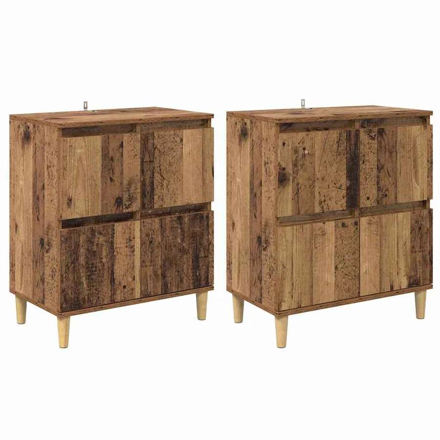 Buffets 2 pcs Bois Ancien 60 x 35 x 70 cm Bois d'ingénierie - 2