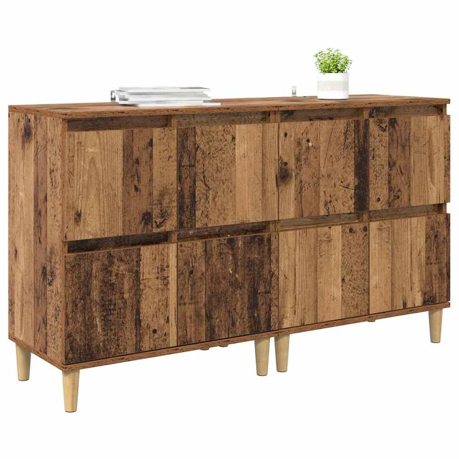 Buffets 2 pcs Bois Ancien 60 x 35 x 70 cm Bois d'ingénierie - 3