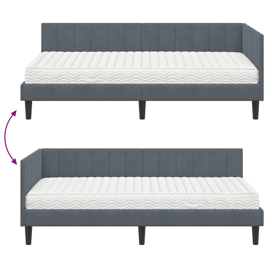 Cadre de lit d'angle avec matelas 2 pcs Gris Velours - 12