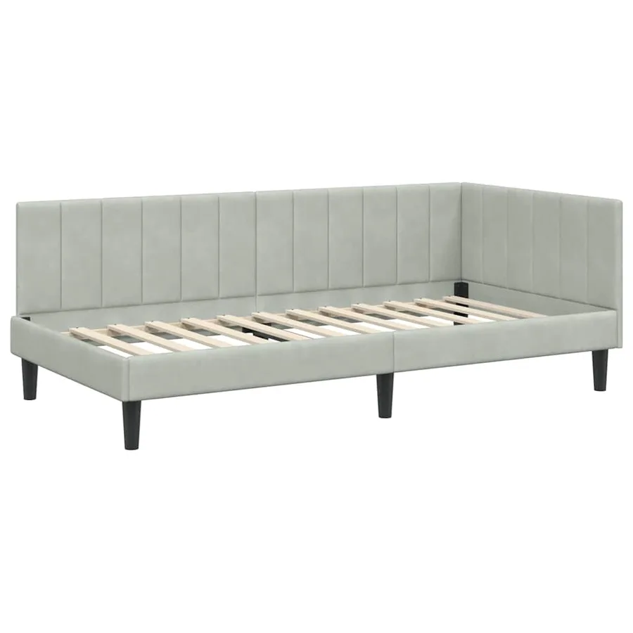 Cadre de lit d'angle avec matelas 2 pcs Gris clair Velours - 6
