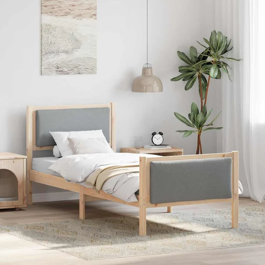 Cadre de lit avec tête de lit Gris clair 80 x 200 cm tissu